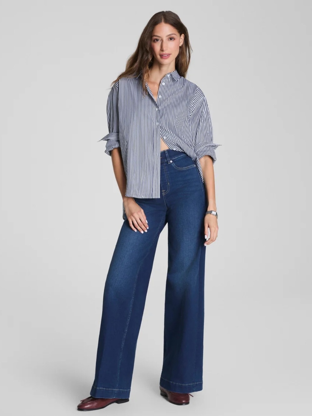 SPANX SPANXshape EveryWear Pull-On Wide Leg Jeans High-Rise – Small / Tall